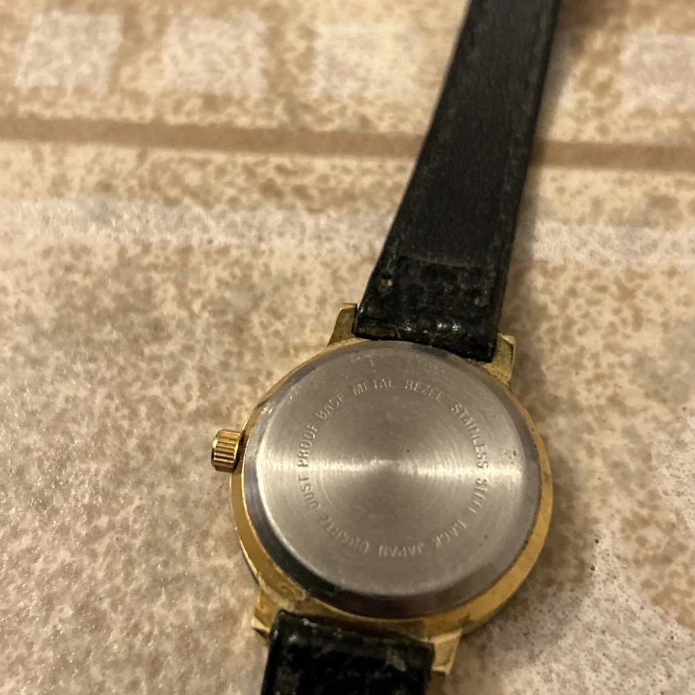 Womens Manhattan‎ Diamond Quartz Black Watch Wristwatch